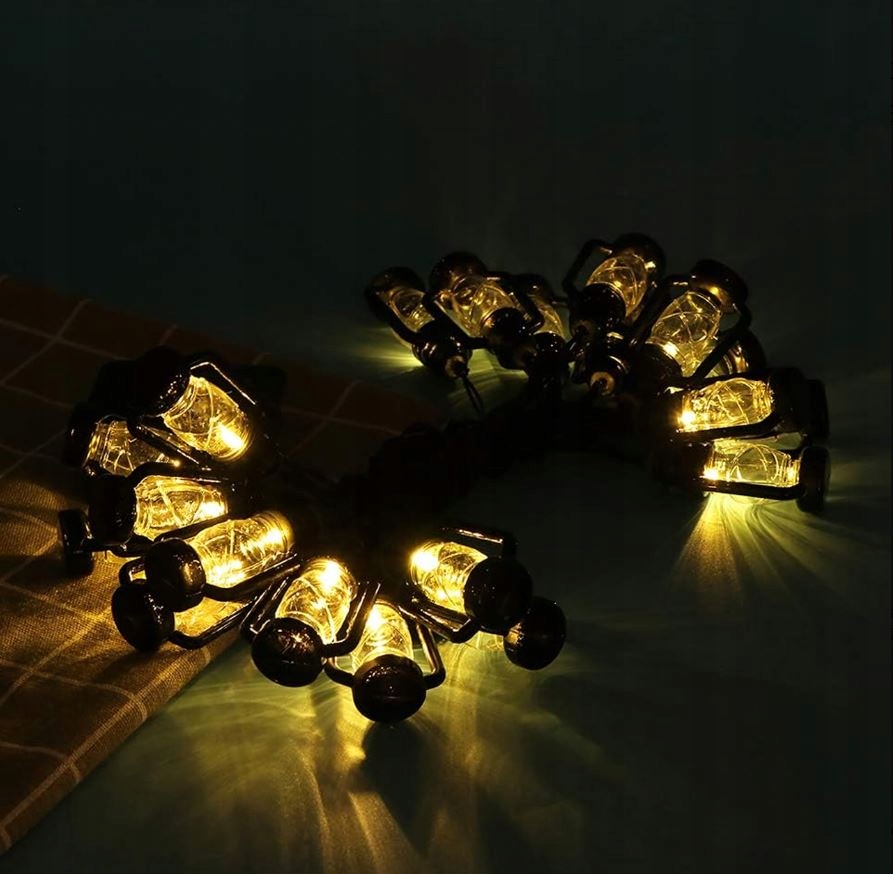 GIRLANDA ŚWIETLANA LAMPKI DEKORACYJNE LED 10SZT LATARENKI OGRODOWE 10CM 5M