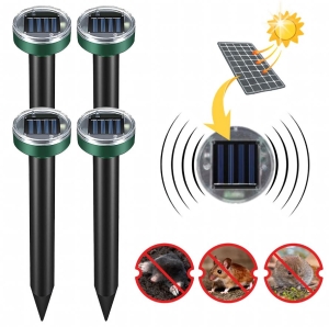 Solar-Maulwurfabwehrgerät gegen Maulwürfe, Ultraschall-Set mit 4 Geräten
