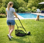 KOSIARKA RĘCZNA BĘBNOWA MECHANICZNA WRZECIONOWA PCHANA Z KOSZEM 16" 40 cm