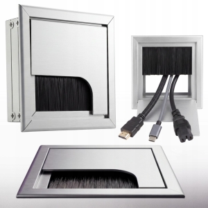 Kabelführung Aluminium 80x80 mm Abdeckbürsten-Tülle Mattchrom