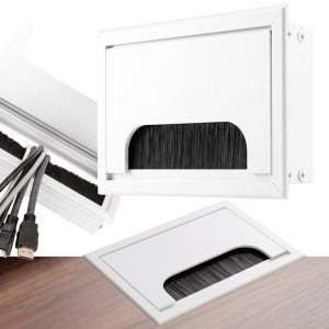 Kabelführung Aluminium 80x120 mm Abdeckbürsten-Tülle Weiß
