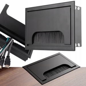 Kabelführung Aluminium 80x120 mm Abdeckbürsten-Tülle Schwarz