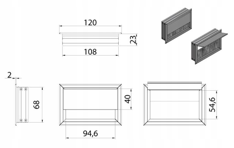 PRZEPUST KABLA ALUMINIOWY 80x120 mm SZCZOTKA MASKUJĄCA PRZELOTKA CZARNY