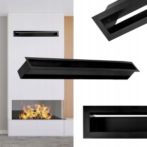 Kaminrost 10x70cm, Kaminlüfter gerade, schwarz, Kaminbelüftung