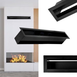 Kaminrost 10x50cm, Kaminlüfter gerade, schwarz, Kaminbelüftung
