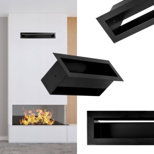 Kaminrost 10x40cm, Kamin-Luftgitter, gerade, schwarz, Kaminbelüftung