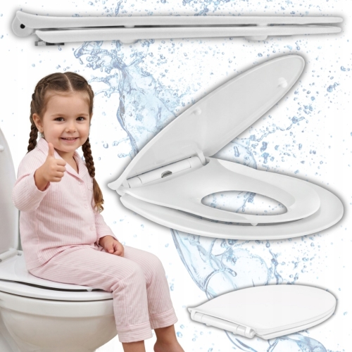 DESKA SEDESOWA WC UNIWERSALNA BIAŁA WOLNOOPADAJĄCA NAKŁADKA DLA DZIECI