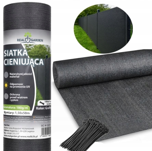 SIATKA CIENIUJĄCA 1,5X25M MASKUJĄCA 95% OSŁONA NA OGRODZENIE PŁOT UV 180G