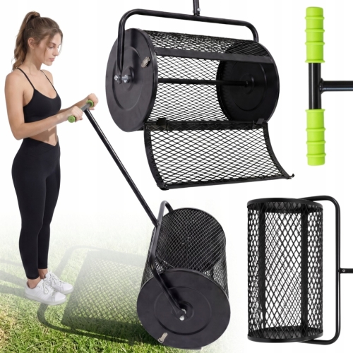 WALEC OGRODOWY SIATKOWY ROZSIEWACZ NAWOZU KOMPOSTU NASION ROZRZUTNIK 75 L