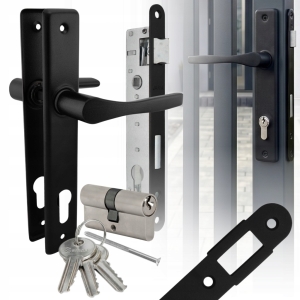 NATI-Set für Torfgitter, schwarzer Griff 90°, Schloss 90/22, Zylinder 30/30