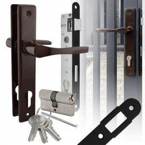 NATI-Set für Tore, Griff 90 braun, Schloss 90/22, Zylinder 30/30