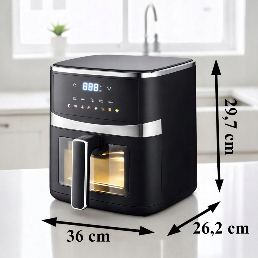 FRYTKOWNICA BEZTŁUSZCZOWA AIR FRYER 5L FRYTOWNICA 1500W 8 PROGRAMÓW MOCNA