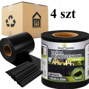 4 Stück Zaunband 19 cm x 35 m UV-beständige Zaunpaneelabdeckung schwarz