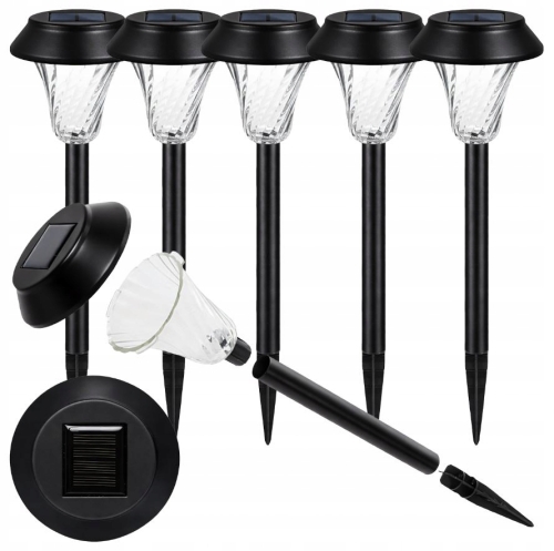 ZESTAW 6 LAMP LAMPY OGRODOWE SOLARNE WBIJANE WODOODPORNE 41CM ZEWNĘTRZNE