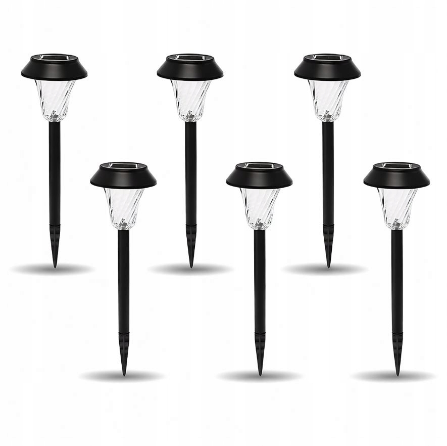 ZESTAW 6 LAMP LAMPY OGRODOWE SOLARNE WBIJANE WODOODPORNE 41CM ZEWNĘTRZNE