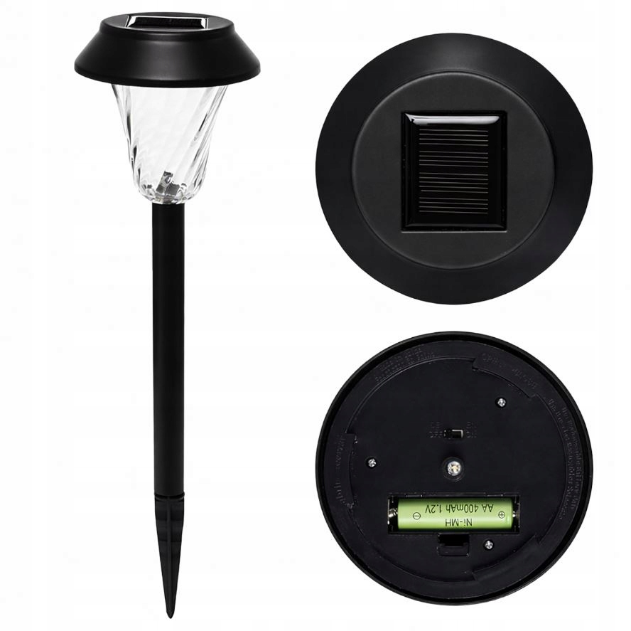 ZESTAW 6 LAMP LAMPY OGRODOWE SOLARNE WBIJANE WODOODPORNE 41CM ZEWNĘTRZNE