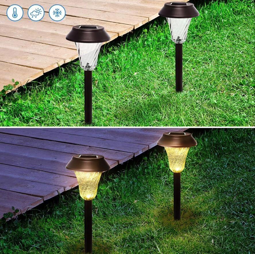 ZESTAW 6 LAMP LAMPY OGRODOWE SOLARNE WBIJANE WODOODPORNE 41CM ZEWNĘTRZNE