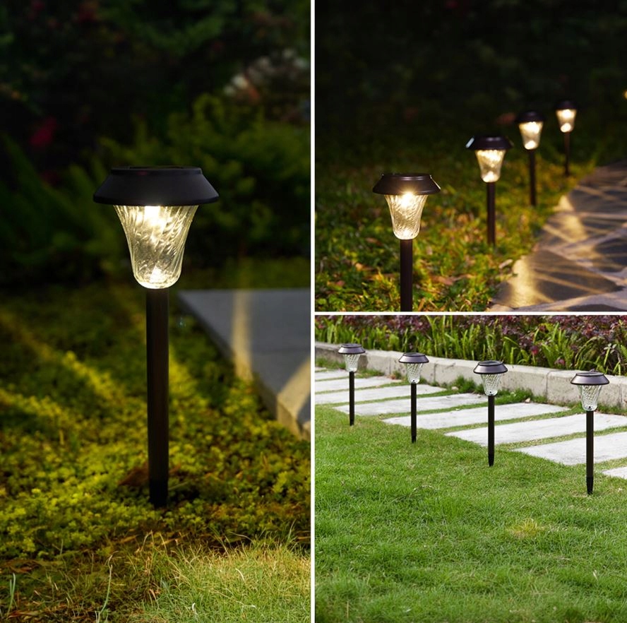 ZESTAW 6 LAMP LAMPY OGRODOWE SOLARNE WBIJANE WODOODPORNE 41CM ZEWNĘTRZNE