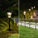 ZESTAW 6 LAMP LAMPY OGRODOWE SOLARNE WBIJANE WODOODPORNE 41CM ZEWNĘTRZNE