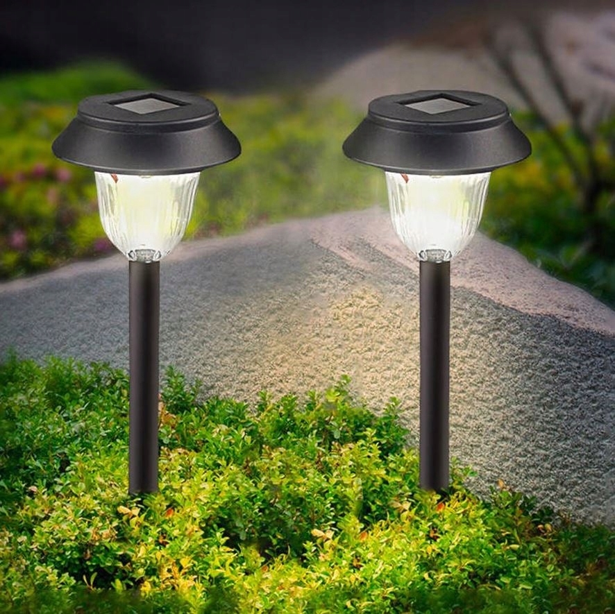 ZESTAW 6 LAMP LAMPY OGRODOWE SOLARNE WBIJANE WODOODPORNE 41CM ZEWNĘTRZNE