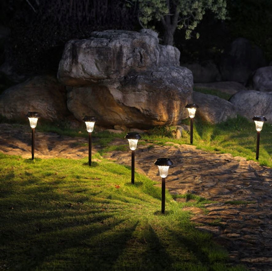 ZESTAW 6 LAMP LAMPY OGRODOWE SOLARNE WBIJANE WODOODPORNE 41CM ZEWNĘTRZNE