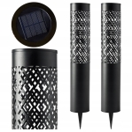 2 LAMPY OGRODOWE SOLARNE WBIJANA SŁUPEK 71CM DEKORACYJNA POCHODNIA LATARNIA