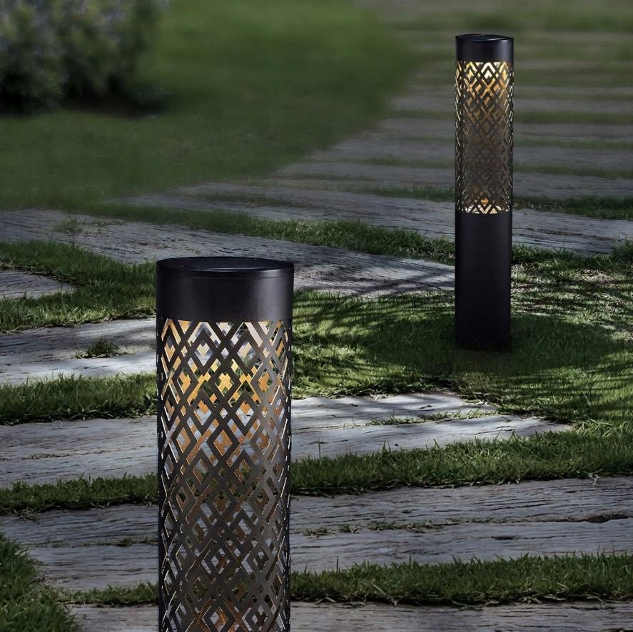 2 LAMPY OGRODOWE SOLARNE WBIJANA SŁUPEK 71CM DEKORACYJNA POCHODNIA LATARNIA