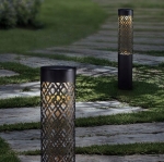 2 LAMPY OGRODOWE SOLARNE WBIJANA SŁUPEK 71CM DEKORACYJNA POCHODNIA LATARNIA