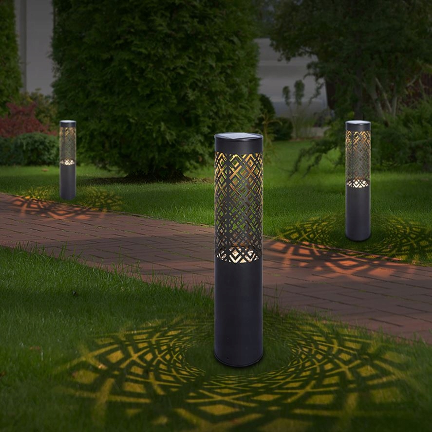 2 LAMPY OGRODOWE SOLARNE WBIJANA SŁUPEK 71CM DEKORACYJNA POCHODNIA LATARNIA