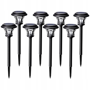 SET MIT 8 SOLAR-GARTENLAMPEN, WASSERDICHT, 40 CM, FÜR DEN AUSSENBEREICH