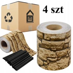 4 Stück Zaunband 19 cm x 35 m, Paneelabdeckung für Steinzäune, UV-beständig