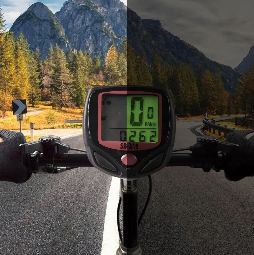 LICZNIK ROWEROWY WODOODPORNY PREDKOŚCIOMIERZ LCD PRĘDKOŚĆ ZEGAR 15 FUNKCJI