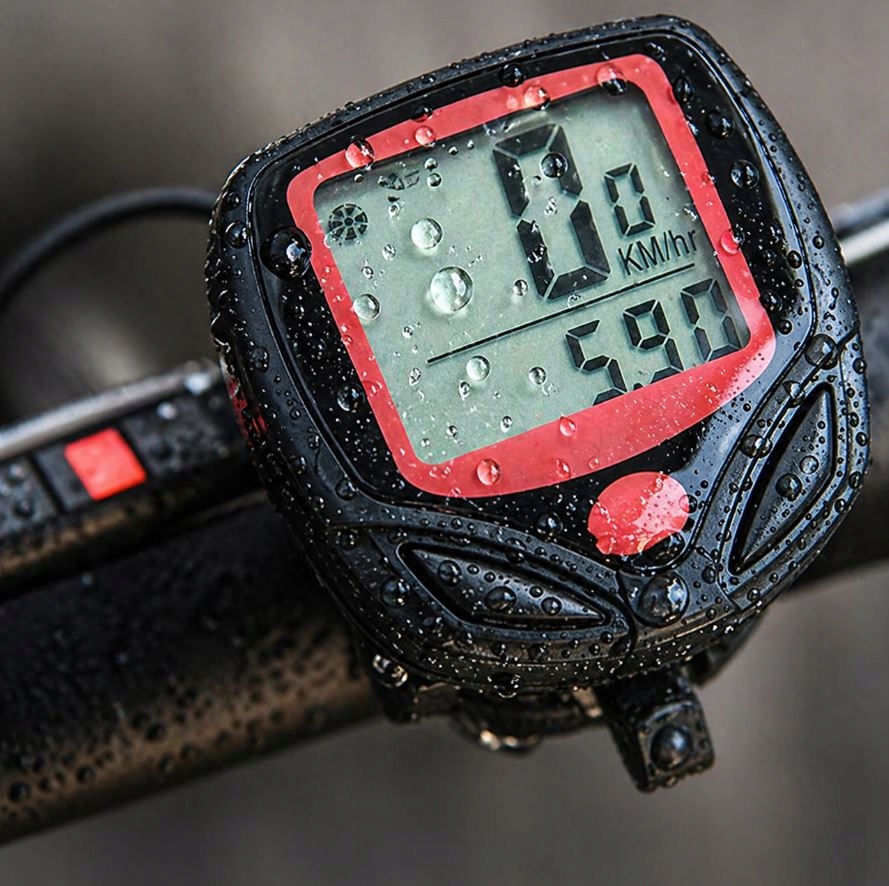 LICZNIK ROWEROWY WODOODPORNY PREDKOŚCIOMIERZ LCD PRĘDKOŚĆ ZEGAR 15 FUNKCJI