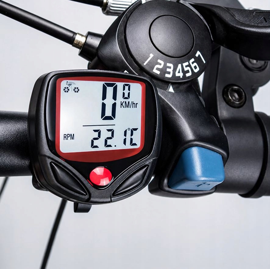 LICZNIK ROWEROWY WODOODPORNY PREDKOŚCIOMIERZ LCD PRĘDKOŚĆ ZEGAR 15 FUNKCJI