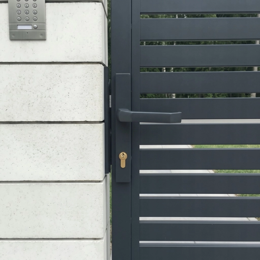 ZESTAW PRESTIGE DO FURTKI BRAMY BRAMKI KLAMKA 90 GRAFIT ZAMEK WKŁADKA