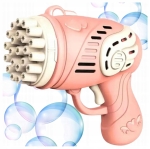 RÓŻOWY PISTOLET NA BAŃKI MYDLANE MASZYNA DO BANIEK GENERATOR PŁYN AKCESORIA