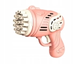 RÓŻOWY PISTOLET NA BAŃKI MYDLANE MASZYNA DO BANIEK GENERATOR PŁYN AKCESORIA