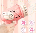 RÓŻOWY PISTOLET NA BAŃKI MYDLANE MASZYNA DO BANIEK GENERATOR PŁYN AKCESORIA