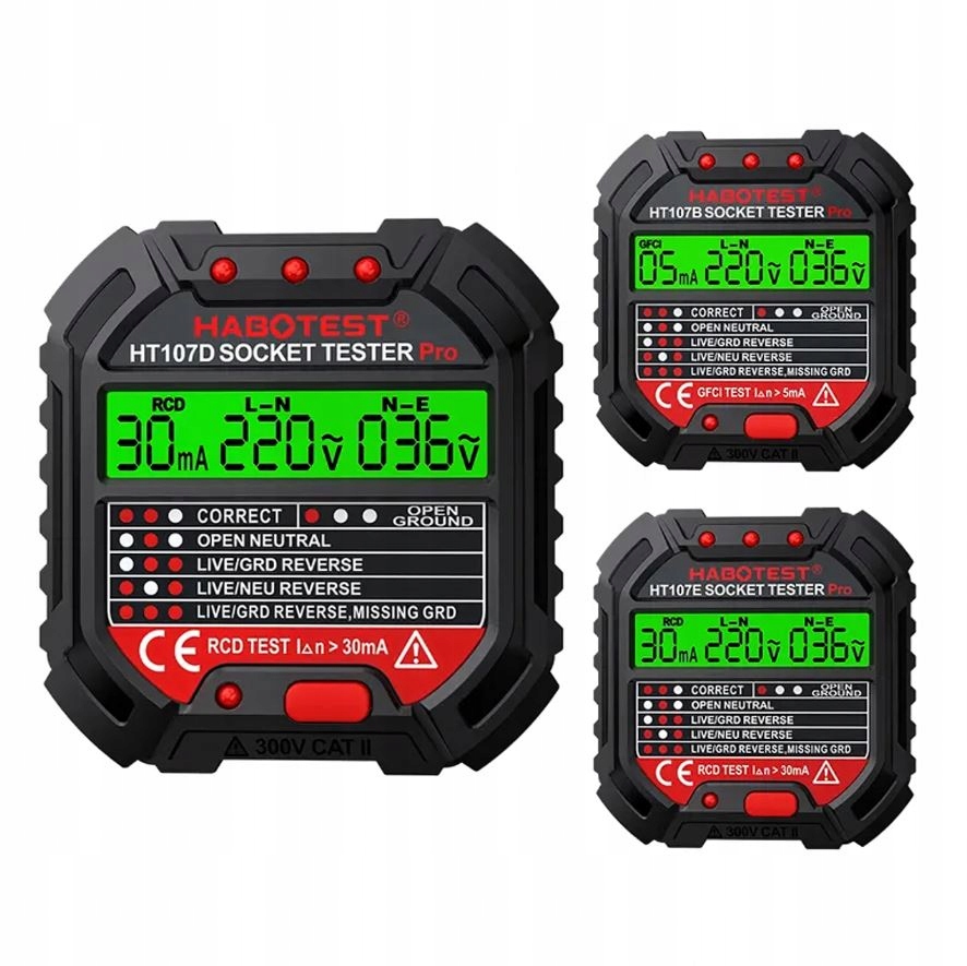 TESTER NAPIĘCIA GNIAZD SIECIOWYCH ELEKTRYCZNYCH GNIAZDEK KONTAKTÓW LCD RCD