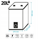 OGRZEWACZ ELEKTRYCZNY PODGRZEWACZ WODY PRZEPŁYWOWY 20L PODUMYWALKOWY GÓRNY