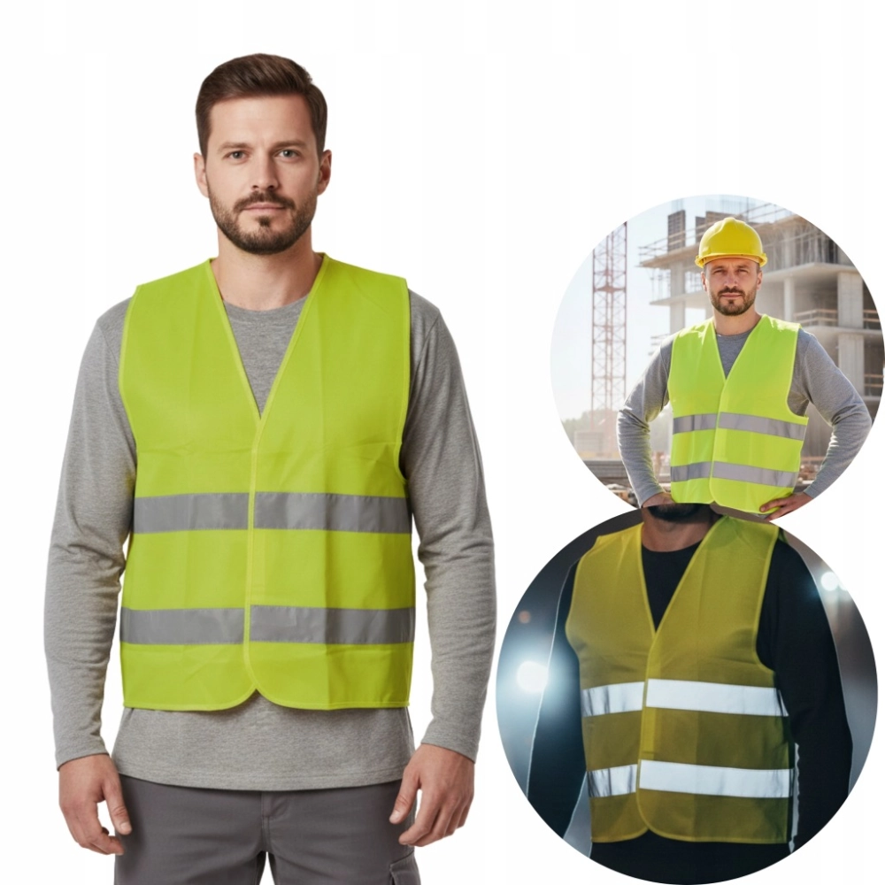 KAMIZELKA OSTRZEGAWCZA ODBLASKOWA ŻÓŁTA ROBOCZA DROGOWA ROZMIAR 3XL