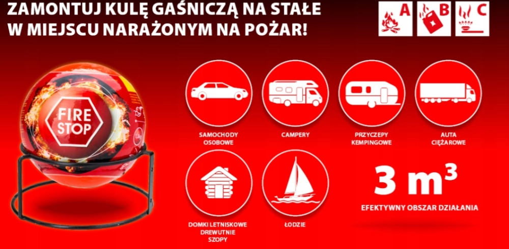 KULA GAŚNICZA GAŚNICA PROSZKOWA SAMOCHODOWA 1,3 KG