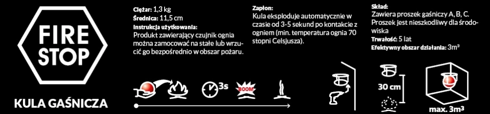 KULA GAŚNICZA GAŚNICA PROSZKOWA SAMOCHODOWA 1,3 KG