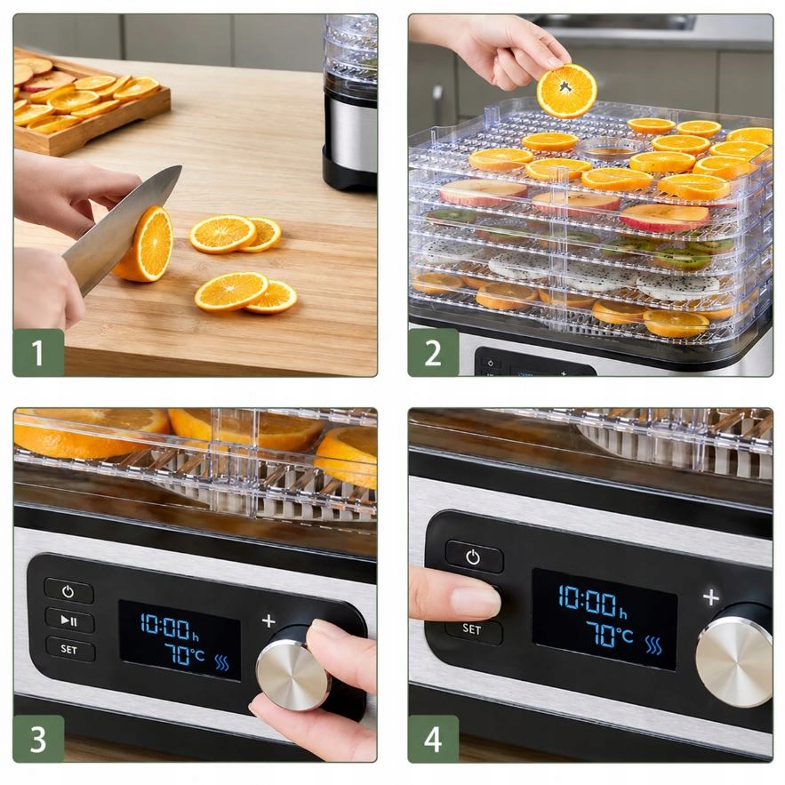 SUSZARKA SPOŻYWCZA DO GRZYBÓW WARZYW OWOCÓW POJEMNA TIMER 5 PÓŁEK LCD DUŻA