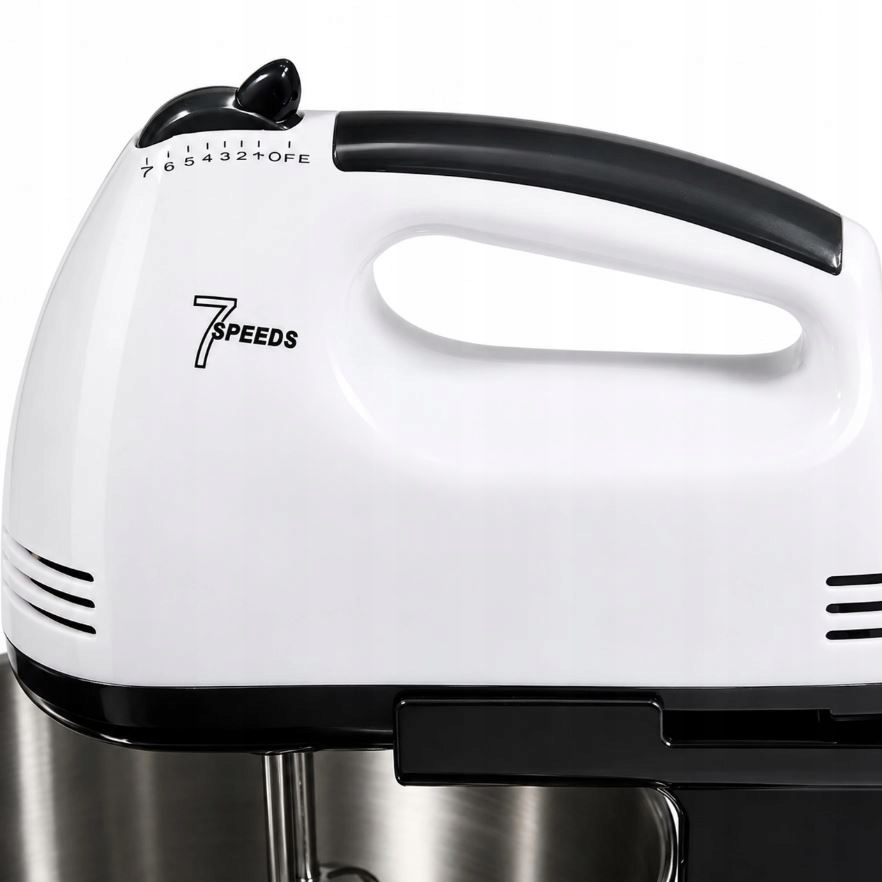 ROBOT KUCHENNY MIKSER RĘCZNY MOCNY Z STALOWĄ MISĄ 7 PRĘDKOŚCI 100W KOŃCÓWKI