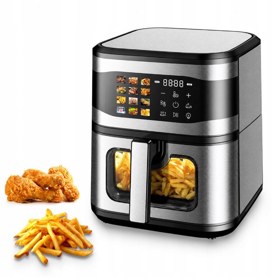 FRYTKOWNICA BEZTŁUSZCZOWA AIR FRYER 8L FRYTKOWNICA 1700W 12 PROGRAMÓW MOCNA