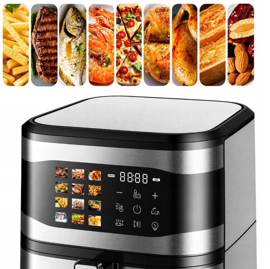FRYTKOWNICA BEZTŁUSZCZOWA AIR FRYER 8L FRYTKOWNICA 1700W 12 PROGRAMÓW MOCNA
