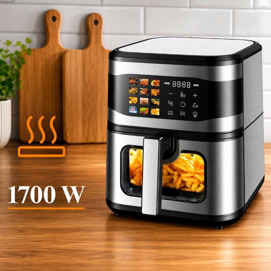 FRYTKOWNICA BEZTŁUSZCZOWA AIR FRYER 8L FRYTKOWNICA 1700W 12 PROGRAMÓW MOCNA