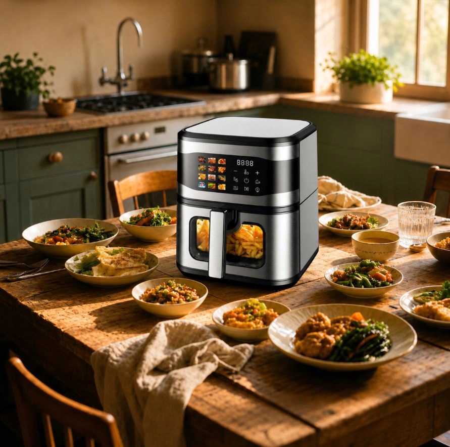 FRYTKOWNICA BEZTŁUSZCZOWA AIR FRYER 8L FRYTKOWNICA 1700W 12 PROGRAMÓW MOCNA