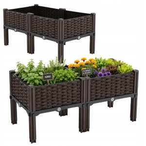 Hochbeet für Blumen und Gemüse, modular, braun, 80 x 40 x 38 cm